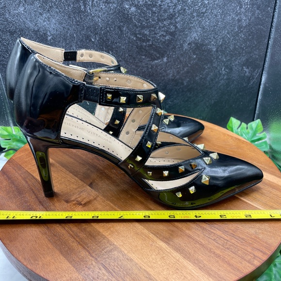 NWOT Adrienne Vittadini Patenr Leather Studded Pump - Picture 7 of 7